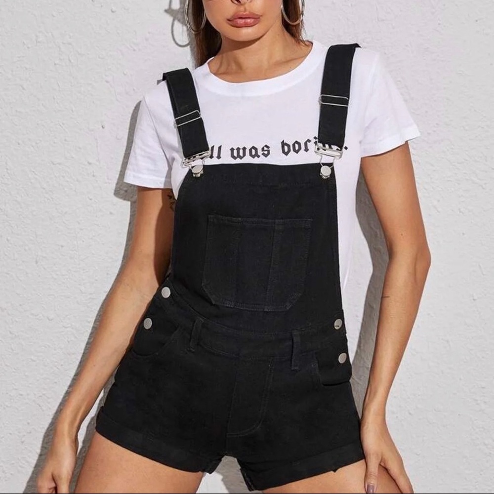 Pacsun black denim overalls.